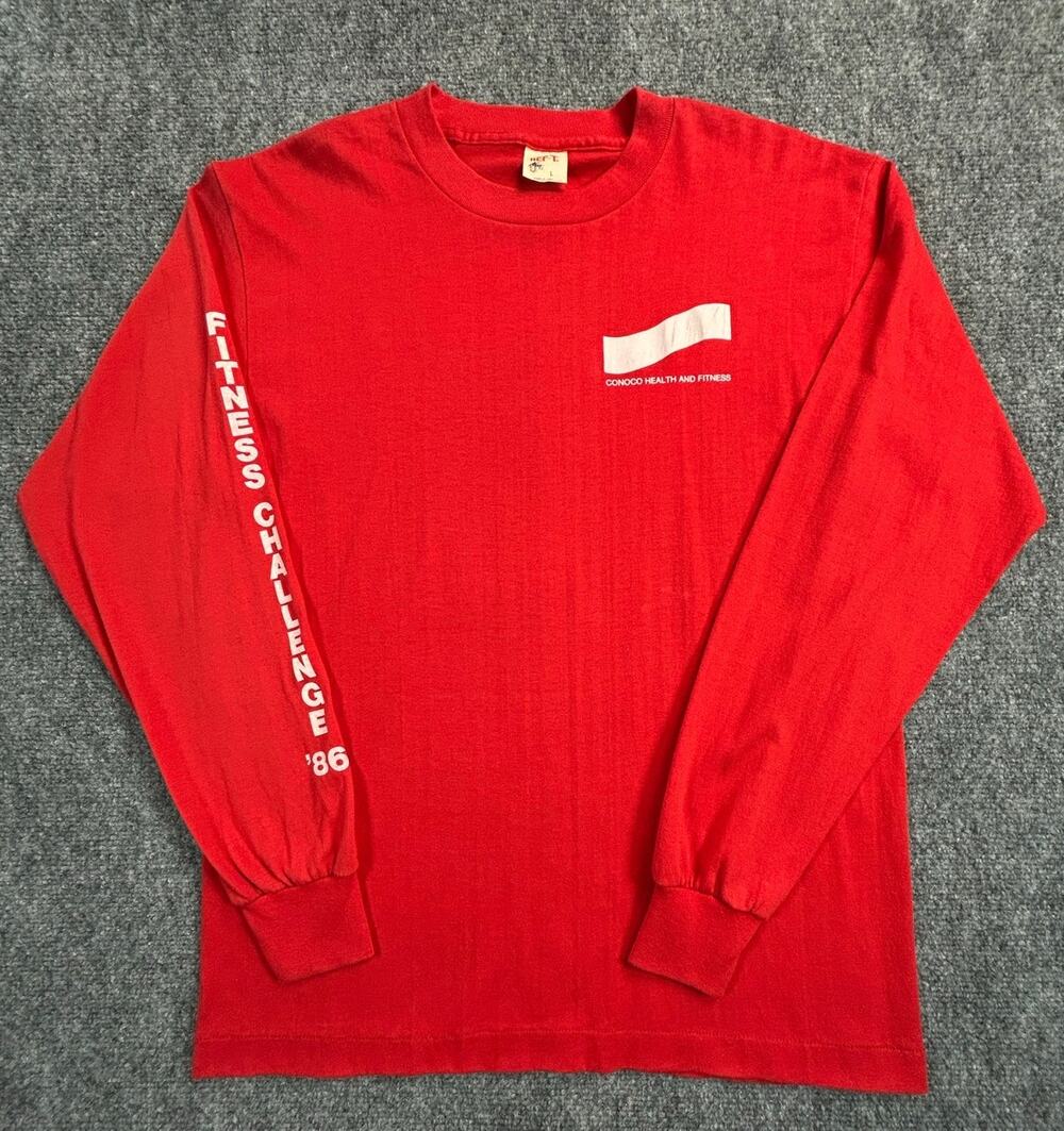 Vintage 1986 Conoco Health Fitness Challenge USA Single Stitch T Shirt L